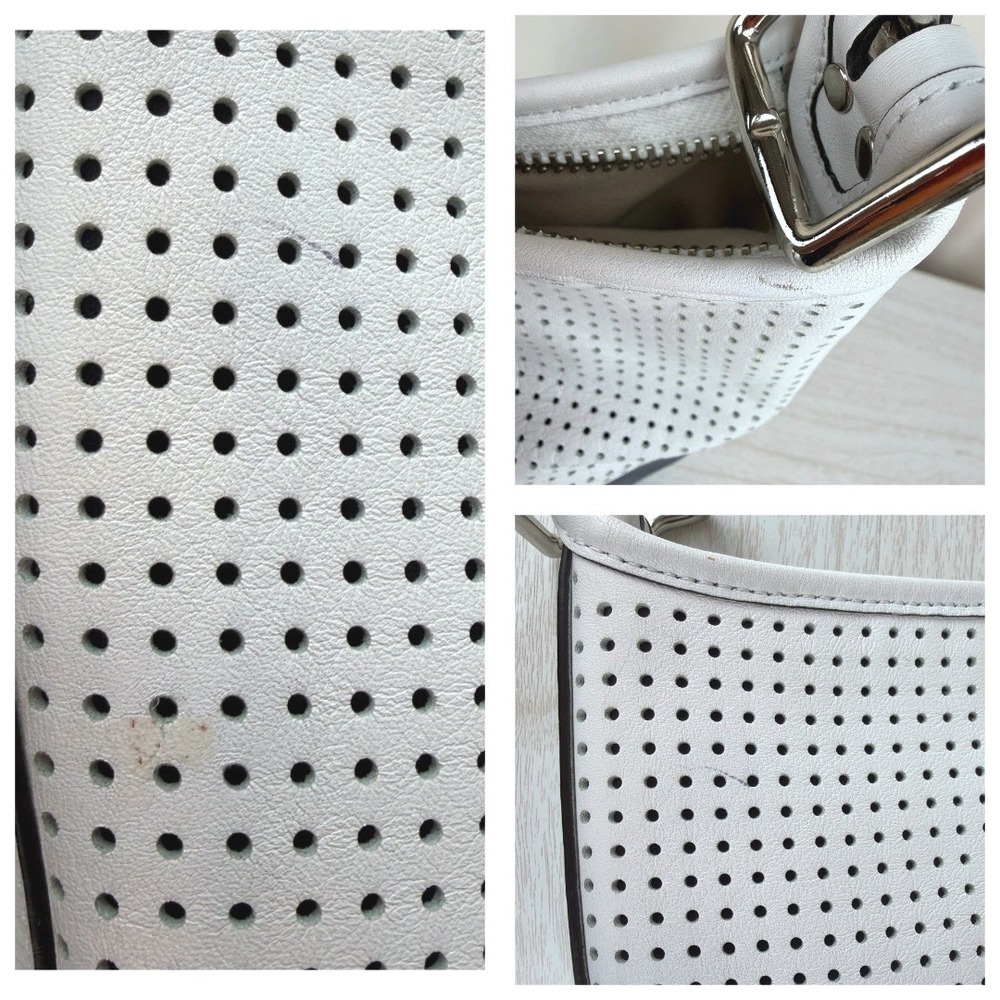 COACH Legacy Perforated Duffle Leather White Blue Stripe Coastal Spring‎ Resort - Picture 10 of 10